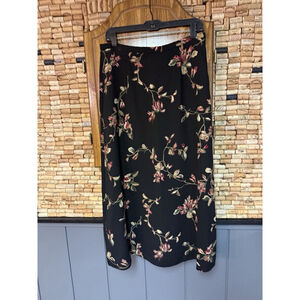 Vintage Kathie Lee Maxi Skirt Black Floral Rose Whimsigoth Fairy Size 12